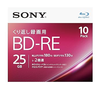 【中古】ソニー ブルーレイディスク BD-RE 25GB 1枚あたり地デジ約3時間 繰り返し録画用 10枚入り 2倍速ダビング対応 ケース 10BNE1VJPS2