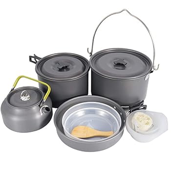 【中古】キャンプ用調理器具 携帯用軽量の屋外の調理器の調理鍋の鍋のオープナー6-7人のキャンプ調理器..