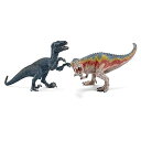 【中古】シュライヒ 恐竜 ティラノサウルス・レックスとベロキラプトル 小 フィギュア 42216(3)