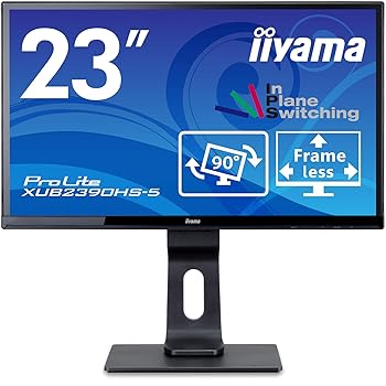 【中古】iiyama モニター ディスプレイ 23インチ フルHD AH-IPS方式 高さ調整 フレームレス HDMI DVI-D..
