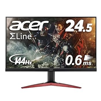 【中古】Acer ゲーミングモニター SigmaLine 24.5インチ KG251QHbmidpx 0.6msGTG 144Hz TN FPS向き フルHD FreeSync フレームレス HDMI スピーカー内蔵