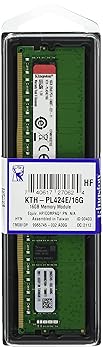 【中古】キングストン KTH-PL424E16G 16GB DDR4 2400MHz ECC CL17 X8 1.2V Unbuffered DIMM PC4-19200
