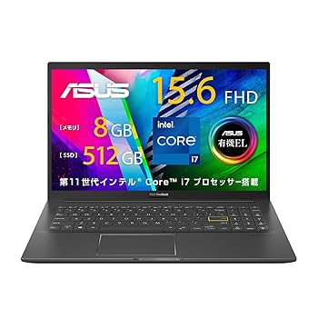 【中古】 有機EL ディスプレイ搭載 ASUS ノートパソコン VivoBook 15 OLED K513EA インテル Core i7 搭載 8GB 512GB 15.6インチ Webカメラ ブラック WPS