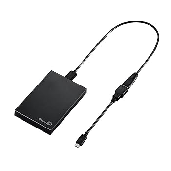 【中古】2015年モデルSeagate USB3.02.0接続 ポータブルハードディスク 1TB Type-C変換アダプタ付 SGP-..