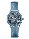 【中古】GUESS レディースクォーツ腕時計 ステンレススチールストラップ ブルー 18 モデル:W0822L3
