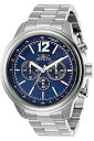 【中古】Invicta Men's Aviator Steel Bracelet & Case Quartz Blue Dial Analog Watch 28895