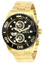 【中古】Invicta Men's DC Comics Gold-Tone Steel Bracelet & Case Quartz Black Dial Analog Watch 29060