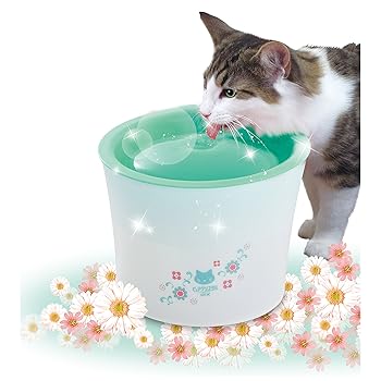 【中古】ジェックス ピュアクリスタル 複数飼育猫用 ガーリーグリーン フィルター式循環式給水器のサムネイル