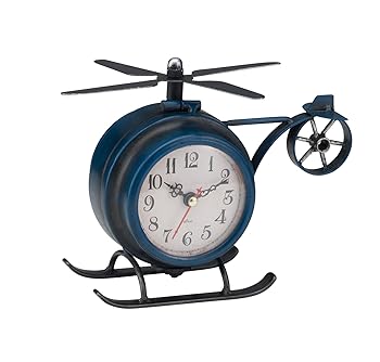 【中古】イシグロ テーブルクロック ヘリコプター ネイビー・31246 サイズ:W17×H14×D11.5cm