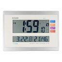 【中古】CASIOカシオ 置き時計 電波 ホワイト デジタル 生活環境 温度 湿度 カレンダー 表示 置き掛け兼用 IDL-140J-7JF