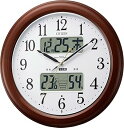 【中古】リズムRHYTHM シチズン 掛け時計 電波時計 温度計 ・ 湿度計 夜間自動点灯 木枠茶色 CITIZEN インフォームナビEX Ф361x60mm ...