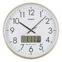 【中古】CASIOカシオ 掛け時計 電波 ゴールド 直径36cm アナログ プログラム 時報 機能 カレンダー 表示 IC-2100J-9JF