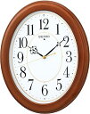 【中古】セイコークロックSeiko Clock セイコー クロック 掛け時計 電波 アナログ 楕円型 木枠 茶 木地 KX390B