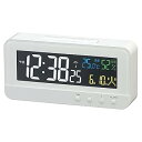 【中古】MAGマグ 置き時計 温度計 湿度計 カレンダー カラー液晶 ホワイト 電波 デジタル カラーハーブ T-684WH