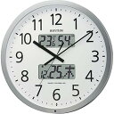 【中古】リズムRHYTHM 掛け時計 電波時計 オフィス 24回チャイム機能 温度 湿度 カレンダー 時報機能 シルバー Φ38×5.7cm オフィス用品 工場 事務所 プ