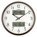 【中古】CASIOカシオ 掛け時計 電波 ブラウン 直径35cm アナログ 生活環境 温度 湿度 カレンダー 表示 ITM-650J-5JF