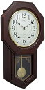 【中古】セイコークロックSeiko Clock 掛け時計 アナログ 報時選択式 チャイム&ストライク 飾り振り子 八角尾長 木枠 濃茶 木地 RQ325B