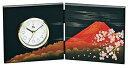 【中古】ミタニ 山中漆器Mitani 屏風時計中 富士さくら 富士山M14326-3