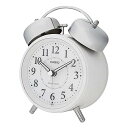 【中古】CASIOカシオ 目覚まし時計 大音量 電波 ホワイト アナログ ツインベル TQ-720J-7JF