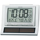 【中古】セイコークロックSeiko Clock セイコー クロック 目覚まし時計 ハイブリッドソーラー 電波 デジタル カレンダー 温度 湿度 表示 白 パール SQ751
