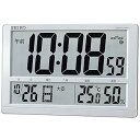 【中古】セイコークロックSeiko Clock セイコー クロック 掛け時計 置き時計 兼用 電波 デジタル カレンダー 六曜 温度 湿度 表示 大型 銀色 メタリック