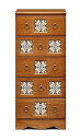 【中古】大川家具 nakakei チェスト スパニッシュ 45cm幅5段 ナチュラル 172958