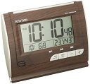 【中古】リズムRHYTHM 目覚まし時計 電波時計 デジタル 温度 ・ 湿度 カレンダー 付 茶 木目仕上げ フィットウェーブD165 8RZ165SR06