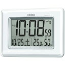 【中古】セイコー クロック 掛け時計 置き時計 兼用 電波 デジタル カレンダー 温度 湿度 表示 白 パール SQ424W SEIKO