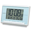 【中古】セイコークロックSeiko Clock セイコー クロック 目覚まし時計 電波 デジタル カレンダー 温度 湿度 表示 薄青 パール SQ698L SEIKO