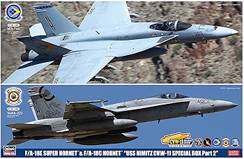 【中古】ハセガワ 172 アメリカ海軍 FA-18E スーパーホーネット&FA-18C ホーネット USS ニミッツ CVW-11 スペシャルパック Part2 2機セット プラモデル S