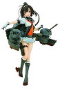 【中古】ファニーナイツ 艦隊これくしょん -艦これー 秋月 17スケール PVC製 塗装済み 完成品フィギュア