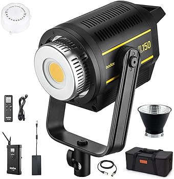 【中古】GODOX VL150撮影ライト CRI96 TLCI95 明るさ0%100%調整 色温度：5600±200K Bowensマウント アプリ Bluetooth操作可能 子供の写真、スタジオ撮影