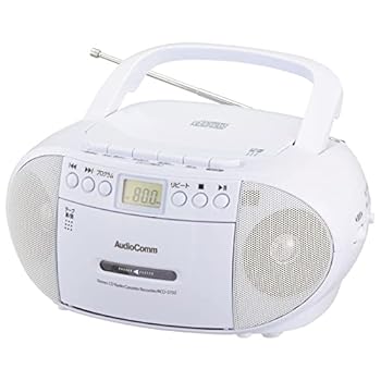 【中古】オーム電機 AudioComm CDラジオカセットレコーダー ホワイト RCD-570Z-W 03-0772 OHM