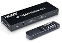 【中古】ELEVIEW HDMI 切替器 分配器 マトリックス 4入力 2出力 4K HDCP1.4 音声分離機能 光デジタル・3.5mmステレオ音声出力 PS4・Nintendo Switch・Fir