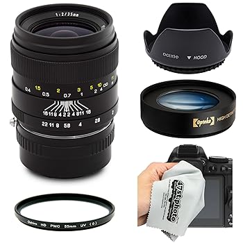 【中古】Oshiro 35 mm f2広角フルフレームプライムレンズとフード、UV、10 xマクロfor Sony NEX・Eマウントa7r、a7s、a7、a6000 , a5100 , a5000、a3000