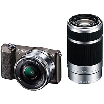 【中古】SONYソニー ミラーレス一眼 α5100 ダブルズームキット E PZ 16-50mm F3.5-5.6 OSS + E 55-210mm F4.5-6.3 OSS ブラウン ILCE-5100Y-T