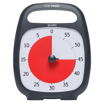 【中古】タイムタイマーTIME TIMER 勉強タイマー60分 プラス ハンドル チャコールグレイ 学習アラーム ..