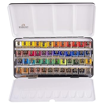 【中古】(良い)ターレンス 固形水彩絵具 レンブラント透明水彩 48色セット T.05M8648 ハーフパン