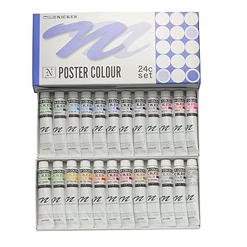 【中古】ニッカー絵具(Nicker colour) 水彩絵具 ポスターカラー 24色セット 20ml(6号)