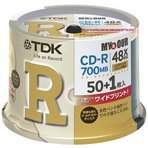 【中古】TDK データ用CD-R 50枚＋1枚 48倍速 プリンタブル700MB [CDR80PWG51PMY]