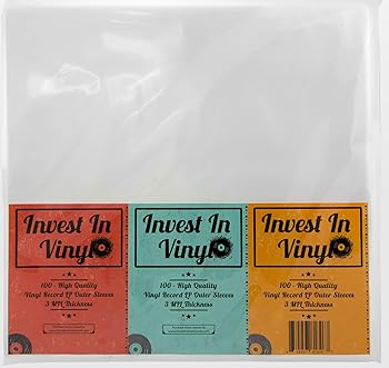【中古】(良い）Invest In Vinyl 100 クリアプラスチック保護LPアウタースリーブ 3ミルビニールレコー..