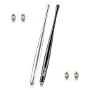 【中古】(良い)Elzo スタイラスペン タッチペン 極細 ツムツム 2本(黒、シルバー) 交換用導電繊維ペン先4個 交換式 アルミ製 スマートフォン タブレッ...