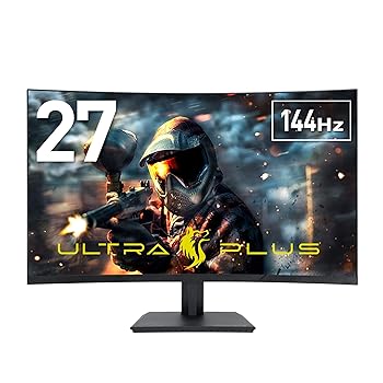 【中古】(良い)プリンストン ULTRA PLUS ゲーミングモニター 曲面ディスプレイ 27型ワイド (フルHD/144Hz/FreeSync/DisplayPort/VESA) PTFGFA-27C