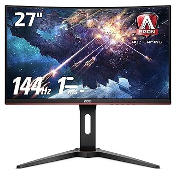 【中古】AOC ゲーミング モニター C27G1/11 (27インチ/144Hz/1ms/VA 曲面パネル/HDMI×2 DP×1)