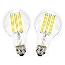 【中古】LEDフィラメント電球 白熱電球100W相当 E26口金エジソン電球 11W昼白色A70 5000k 1500lm 調光対応 クリア 高輝度 広配光(2個入)