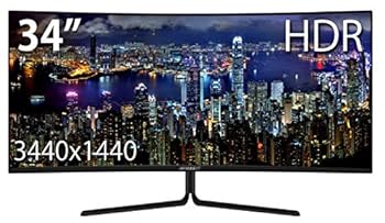 【中古】JAPANNEXT JN-VC34102UWQHDR 34インチ HDR対応ウルトラワイド曲面液晶ディスプレイ HDCP2.2 HDMI2.0 FreeSync PCモニター