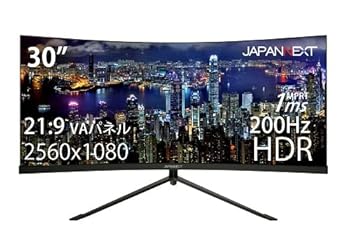 【中古】JAPANNEXT 30インチ ゲーミングモニター 200Hz 1ms WFHD 2560x1080解像度 VA パネル ディスプレイ (HDMI/DisplayPort/ブルーライトカット / 視野