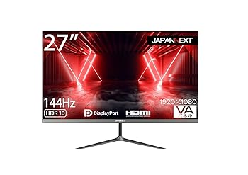 【中古】JAPANNEXT 27インチ ゲーミングモニター 144Hz 5ms フルHD 1920x1080解像度 VA パネル ディスプレイ (HDMI/DisplayPort/ブルーライトカット / 視