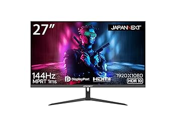 【中古】(良い）JAPANNEXT 27インチ ゲーミングモニター 144Hz 1ms フルHD 1920x1080解像度 IPS パネル ディスプレイ (HDMI/DisplayPort/ブルーライトカット /