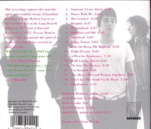 Precise Modern Lovers Order: The Modern Lovers Live In Berkeley And Boston  Richman, Jonathan